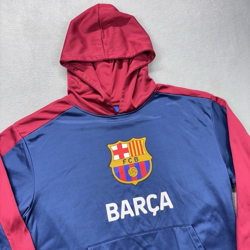 FCB FC Barcelona Adult M Pullover Hoodie Sweatshirt Blue Red Football  R4b‎